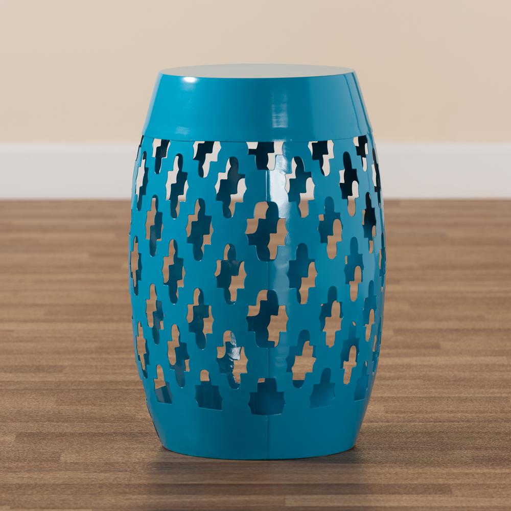 Branson Modern and Contemporary Blue Finished Metal Outdoor Side Table. Picture 13