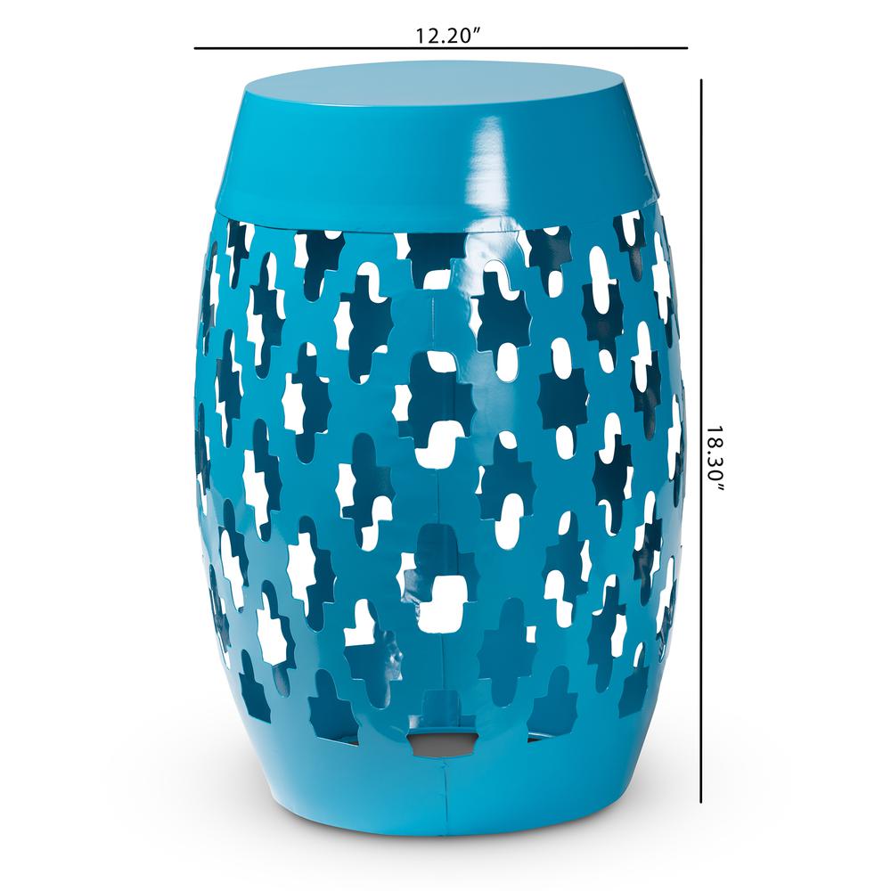 Branson Modern and Contemporary Blue Finished Metal Outdoor Side Table. Picture 14