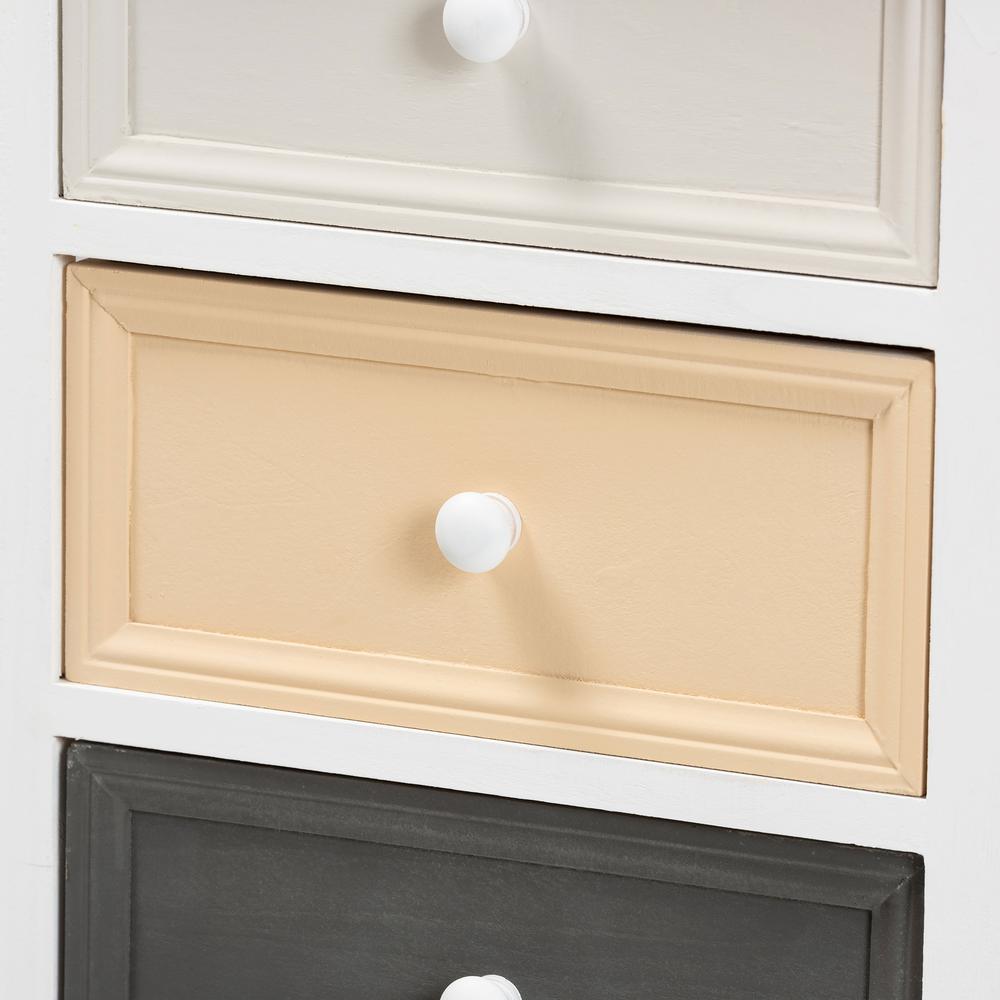 Transitional Multi-Colored Wood 3-Drawer Storage Unit with Basket. Picture 15