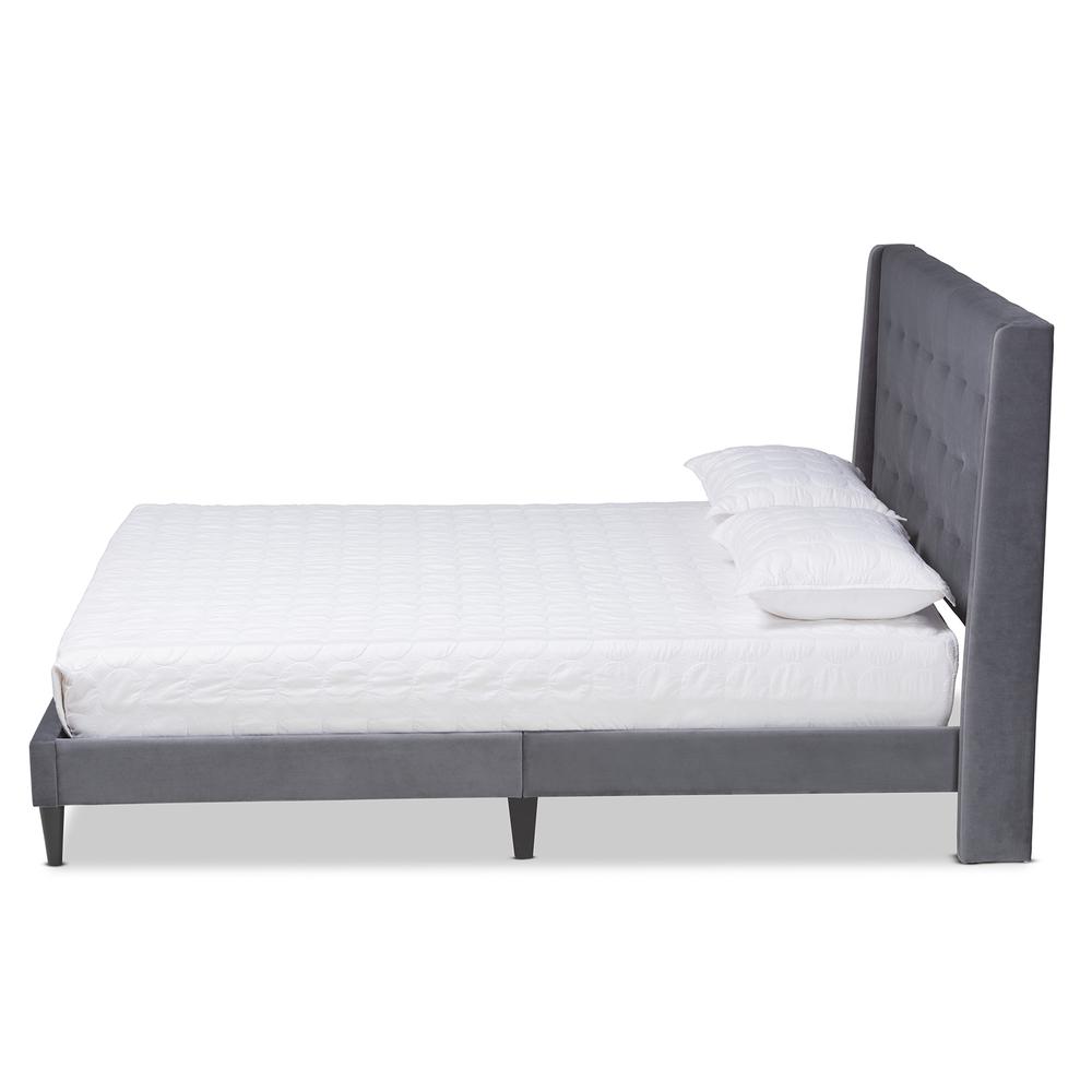 Dark Brown Finished Wood Queen Size Platform Bed. Picture 12