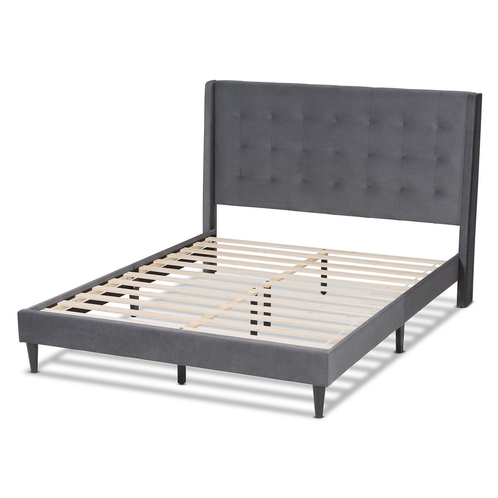 Dark Brown Finished Wood Queen Size Platform Bed. Picture 13