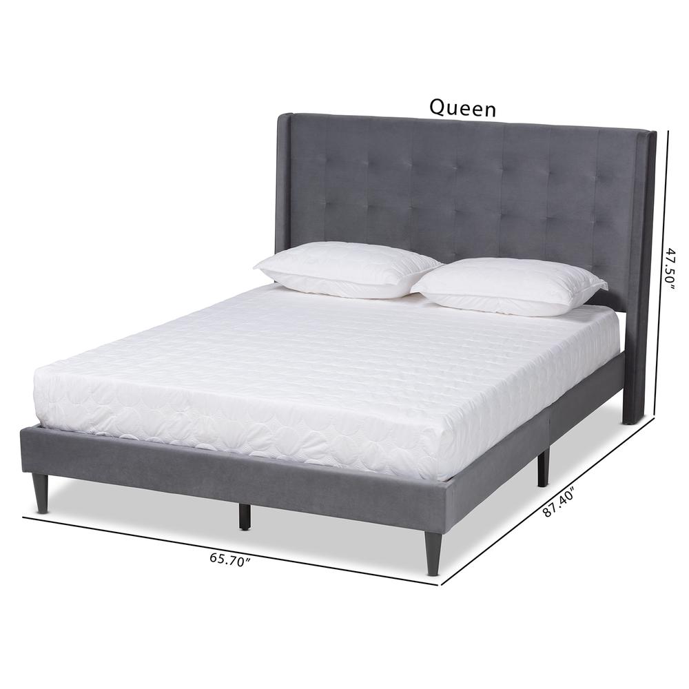 Dark Brown Finished Wood Queen Size Platform Bed. Picture 19