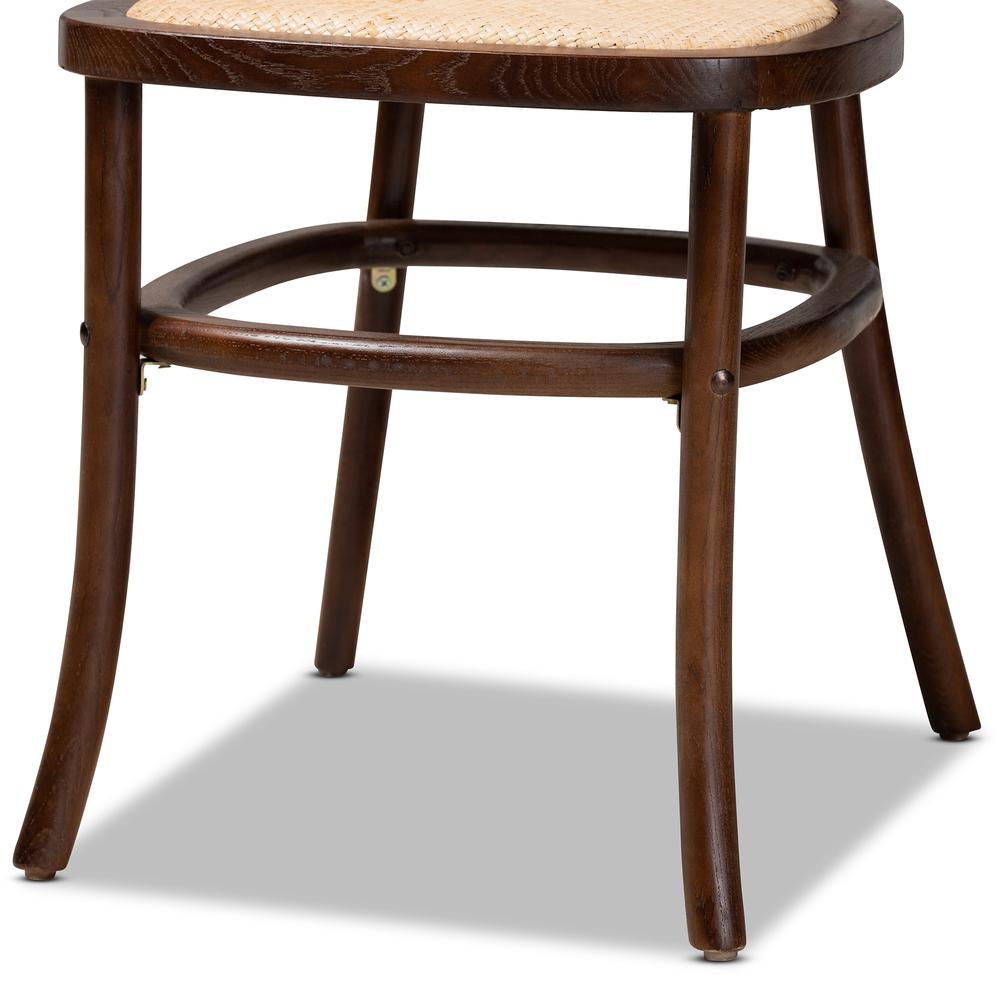 Brown Woven Rattan and Walnut Brown Wood 2-Piece Cane Dining Chair Set. Picture 13