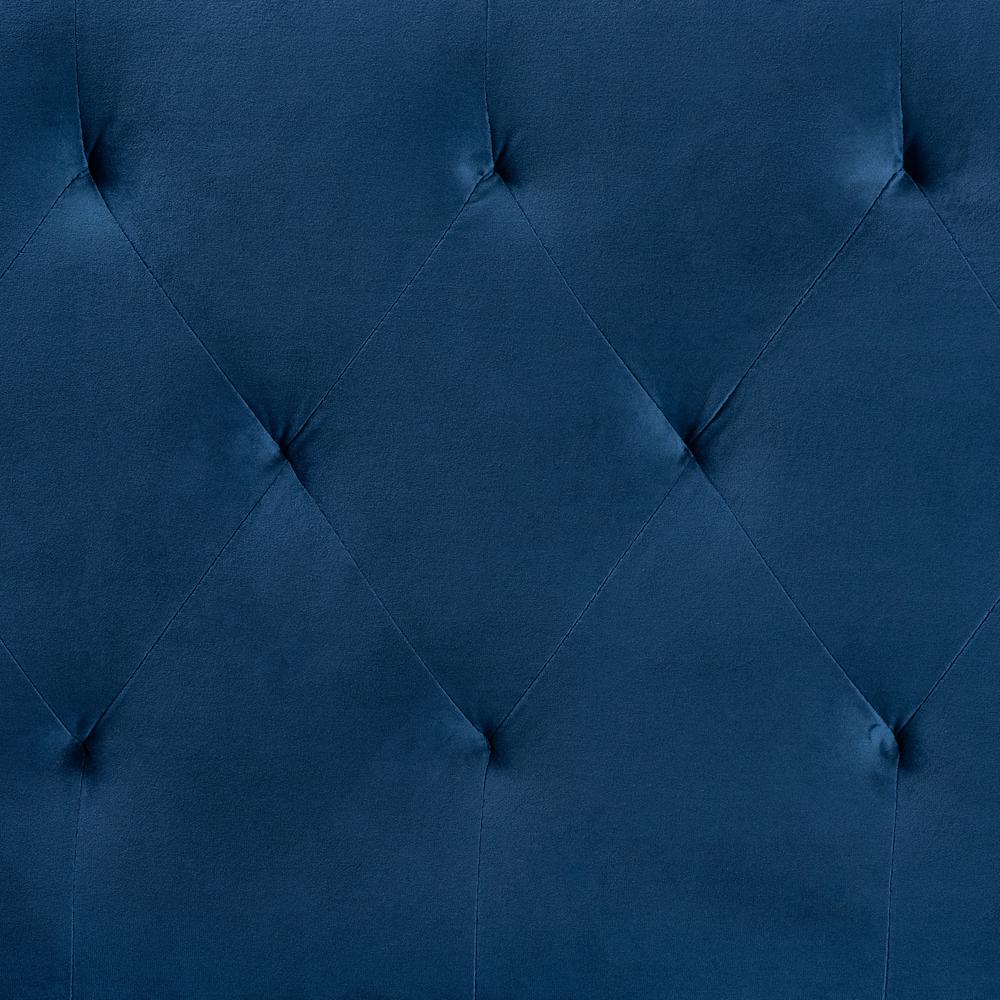 Navy Blue Velvet Fabric Upholstered Full Size Headboard. Picture 11