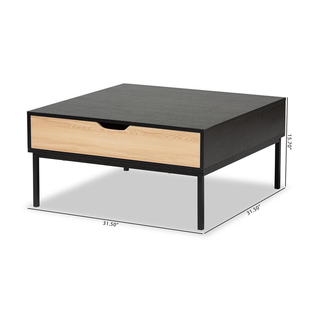Two-Tone Oak Brown and Black Finished Wood Coffee Table. Picture 22