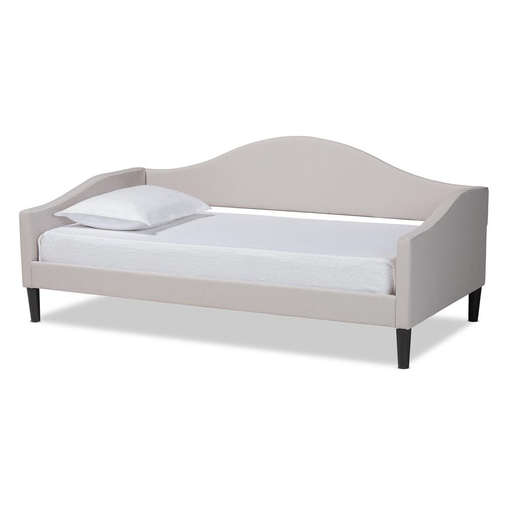 Beige Fabric Upholstered and Dark Brown Finished Wood Full Size Daybed. Picture 10