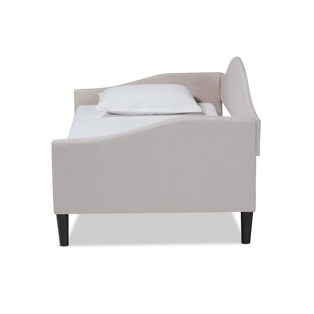Beige Fabric Upholstered and Dark Brown Finished Wood Full Size Daybed. Picture 11