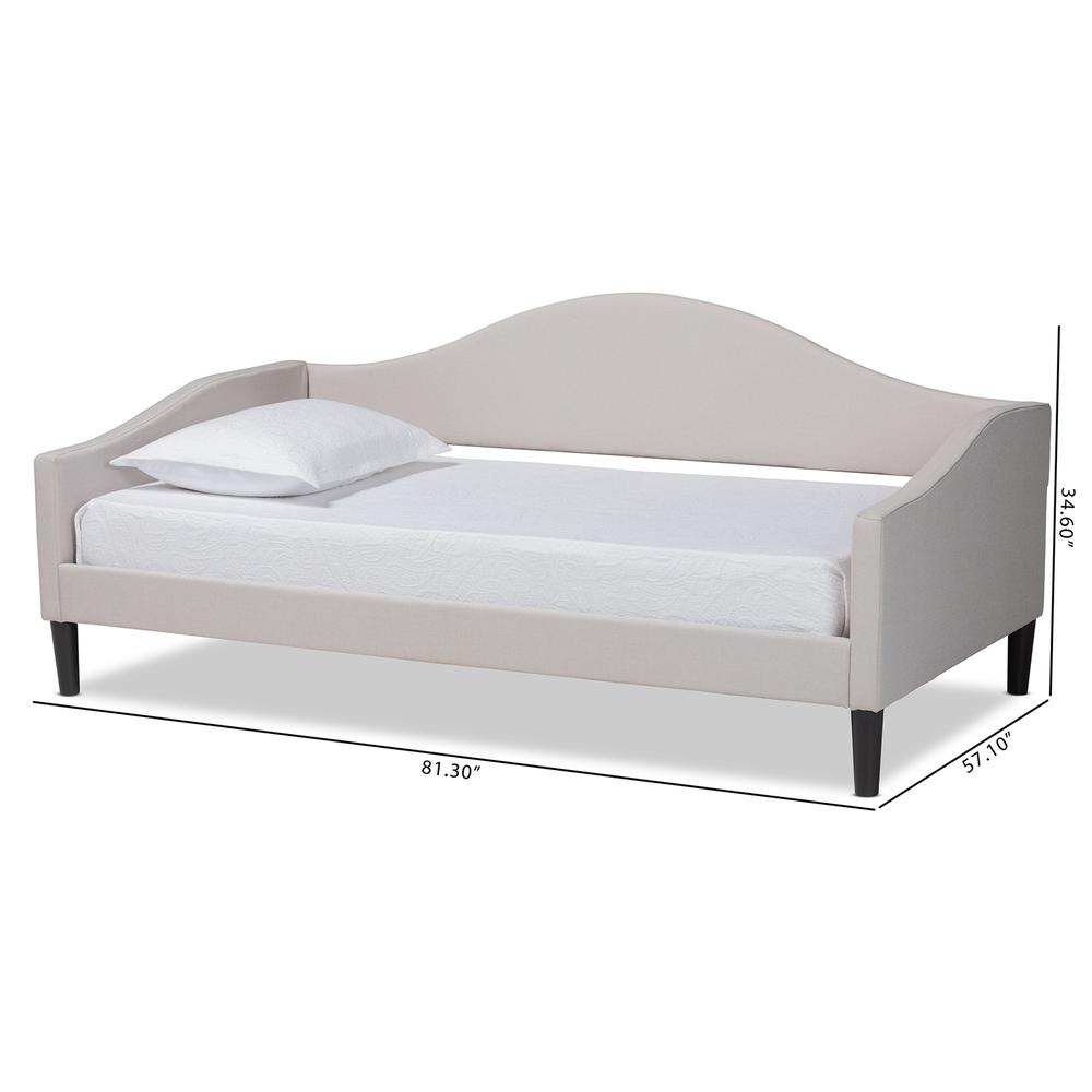Beige Fabric Upholstered and Dark Brown Finished Wood Full Size Daybed. Picture 18