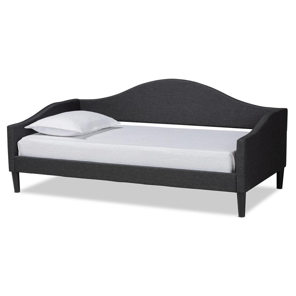 Charcoal Fabric Upholstered and Dark Brown Finished Wood Twin Size Daybed. Picture 10