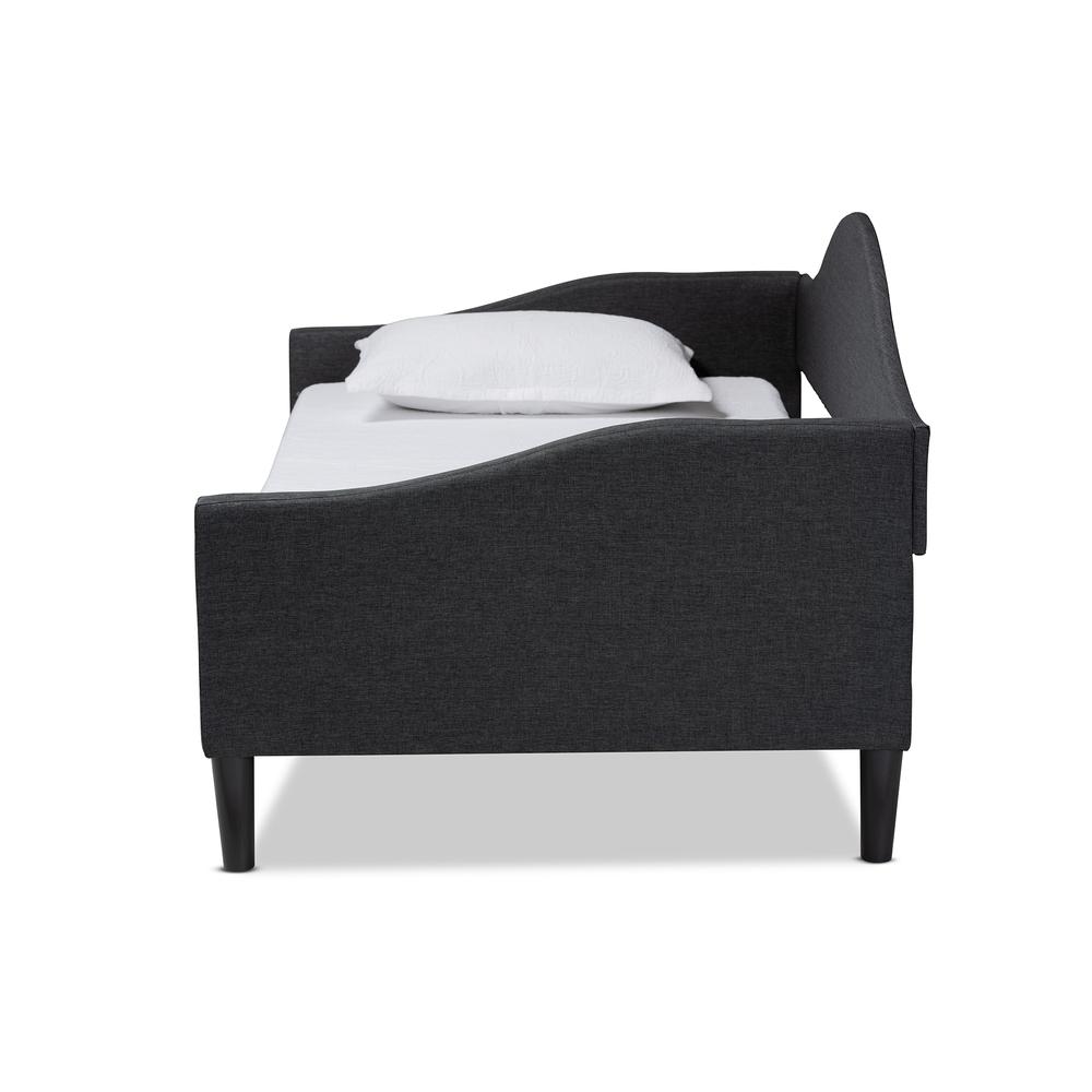Charcoal Fabric Upholstered and Dark Brown Finished Wood Twin Size Daybed. Picture 11