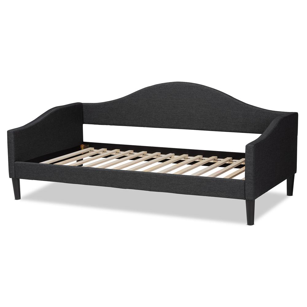 Charcoal Fabric Upholstered and Dark Brown Finished Wood Twin Size Daybed. Picture 12