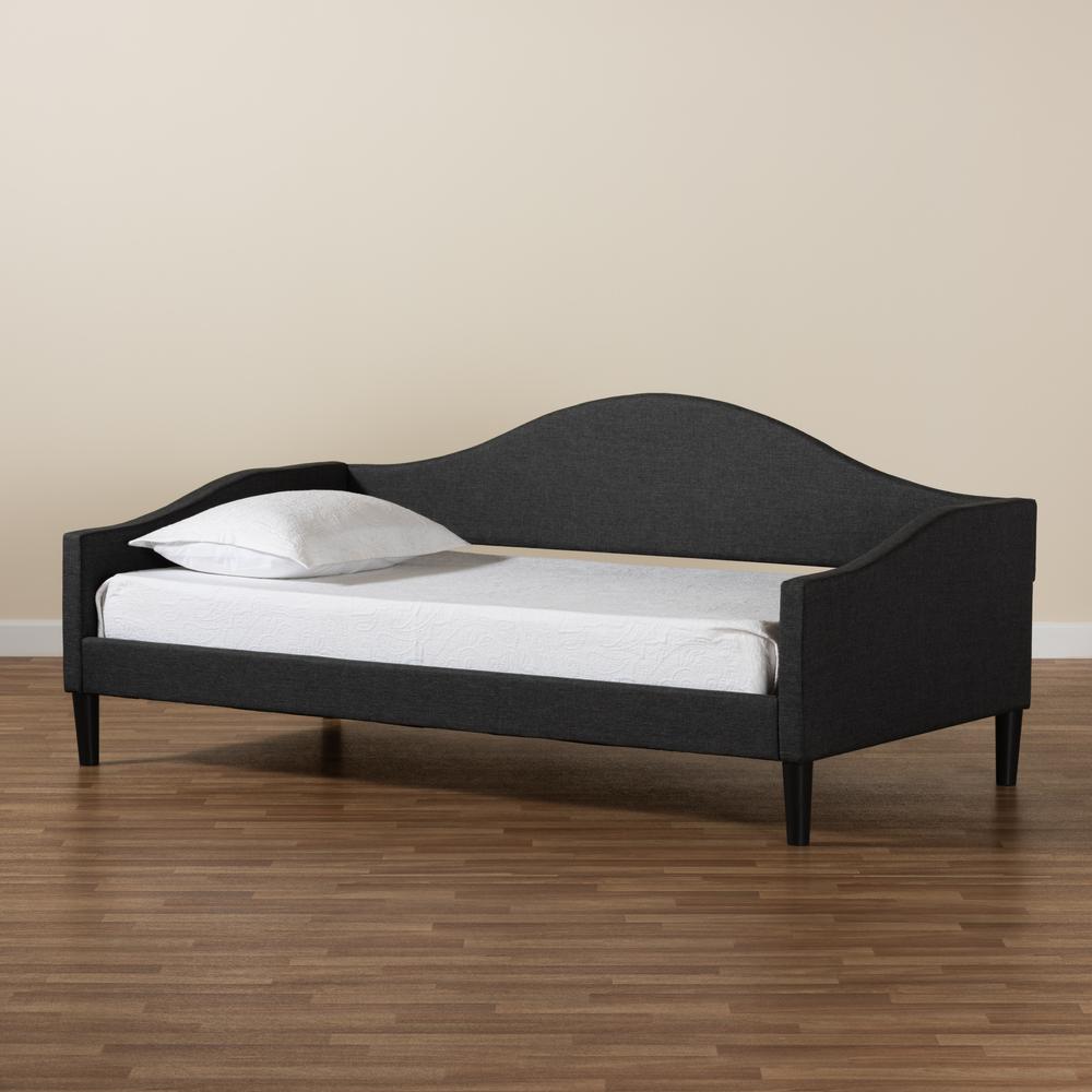 Charcoal Fabric Upholstered and Dark Brown Finished Wood Twin Size Daybed. Picture 17