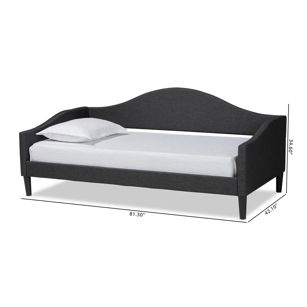 Charcoal Fabric Upholstered and Dark Brown Finished Wood Twin Size Daybed. Picture 18