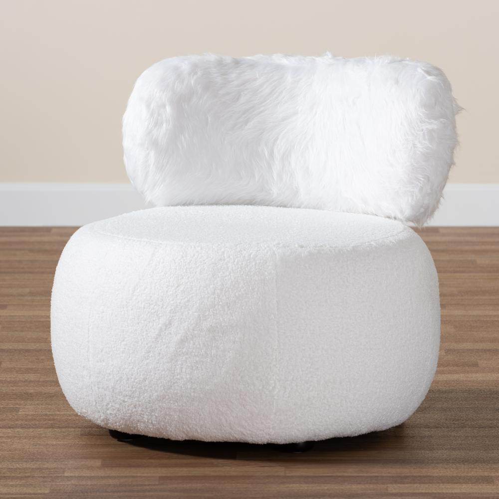 White Fabric Upholstered and Black Metal Accent Chair. Picture 17