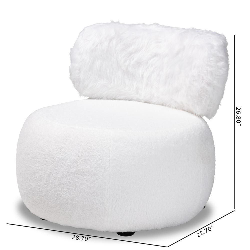 White Fabric Upholstered and Black Metal Accent Chair. Picture 18
