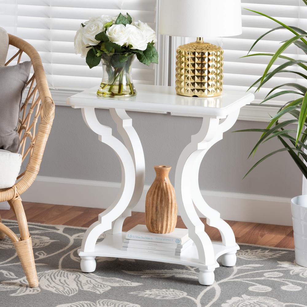 Baxton Studio Cianna Classic and Traditional White Wood End Table. Picture 16