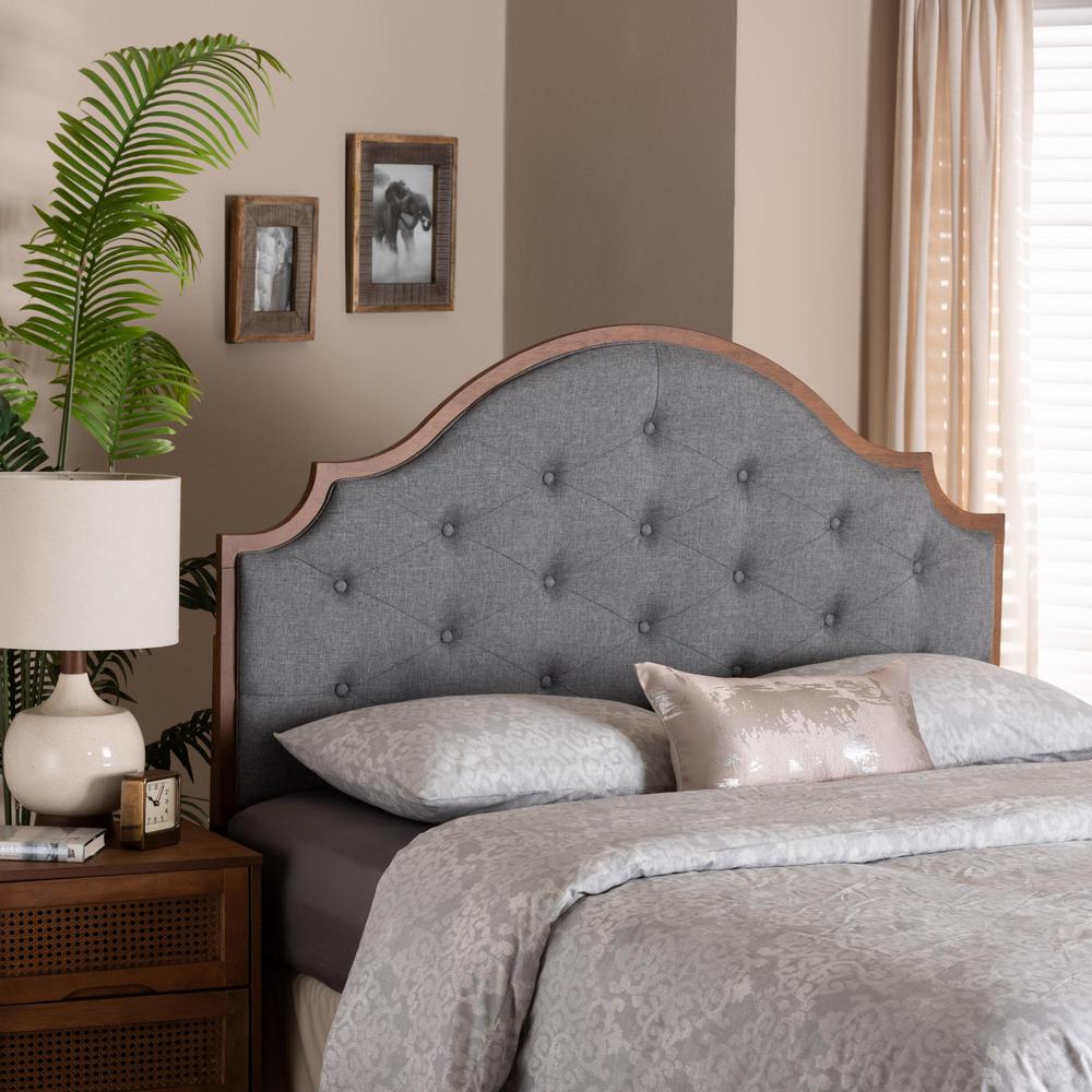 Walnut Brown Finished Wood King Size Headboard. Picture 14
