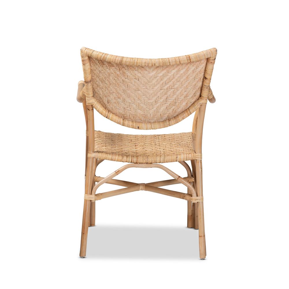 bali & pari Damani Modern Bohemian Natural Brown Finished Rattan Dining Chair. Picture 14