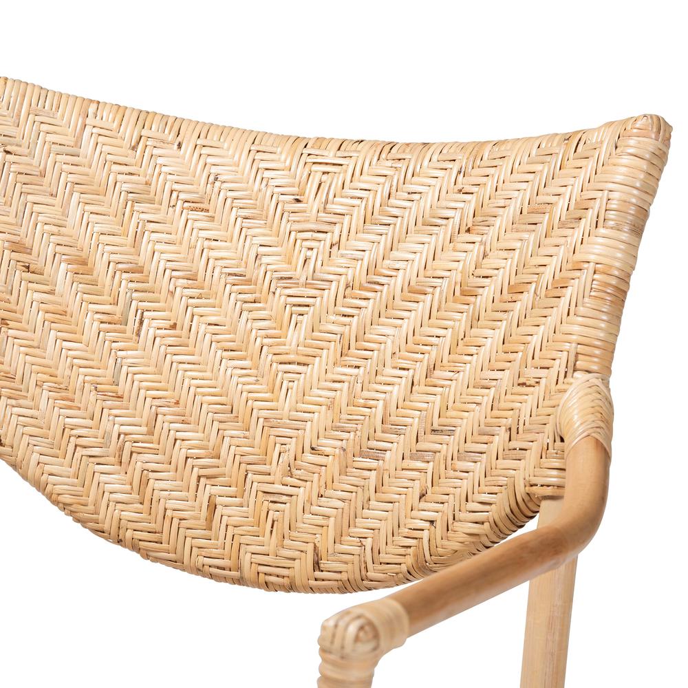 bali & pari Damani Modern Bohemian Natural Brown Finished Rattan Dining Chair. Picture 15