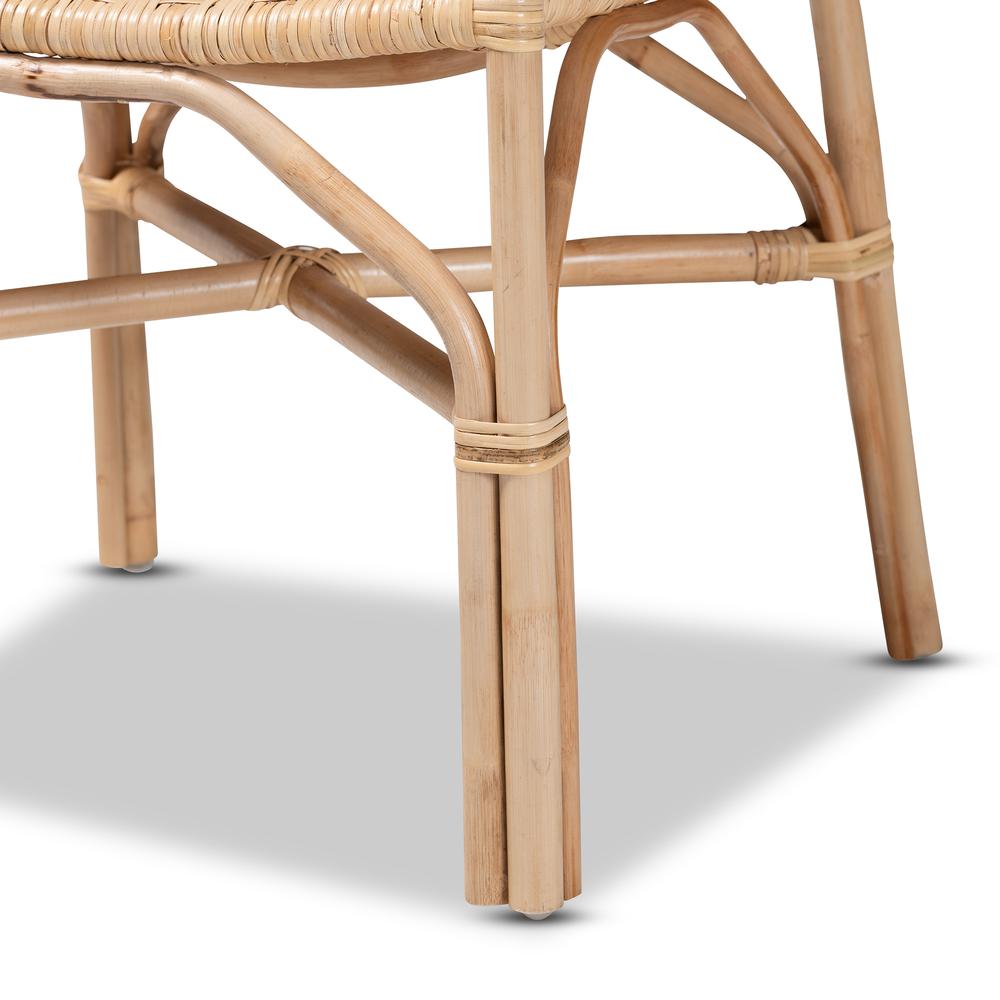 bali & pari Damani Modern Bohemian Natural Brown Finished Rattan Dining Chair. Picture 16