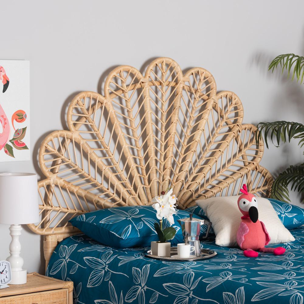 Bohemian Natural Brown Rattan Queen Size Standalone Headboard. Picture 10