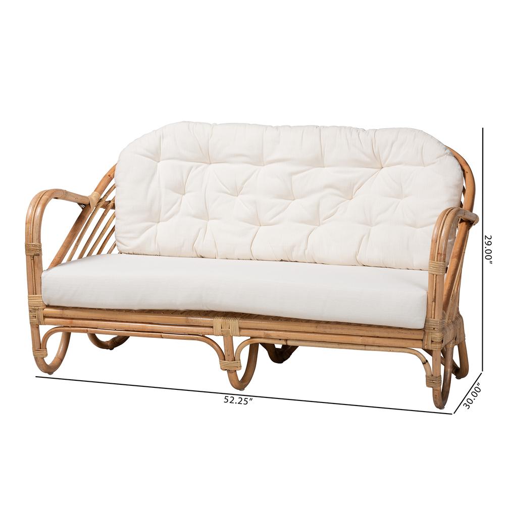 bali & pari Aliane Modern Bohemian Natural Brown Antique Rattan Loveseat. Picture 20