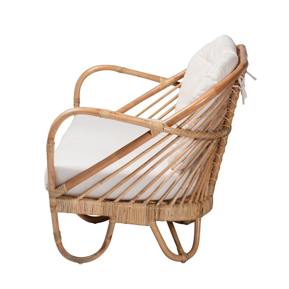 bali & pari Aliane Modern Bohemian Natural Brown Antique Rattan Loveseat. Picture 13
