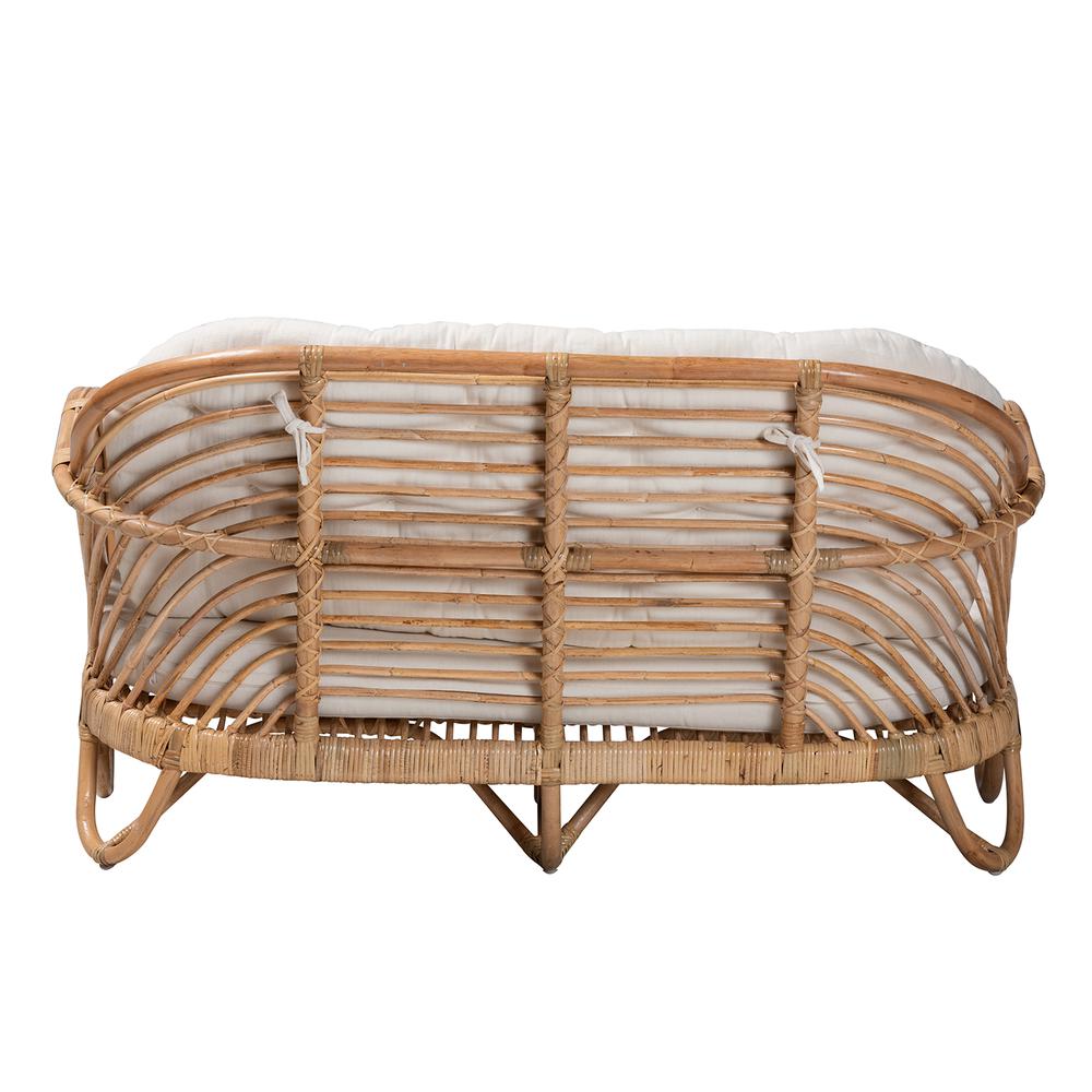 bali & pari Aliane Modern Bohemian Natural Brown Antique Rattan Loveseat. Picture 14