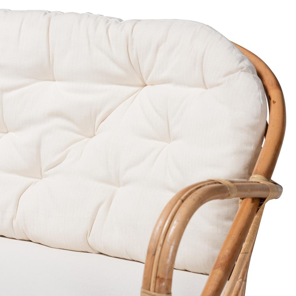 bali & pari Aliane Modern Bohemian Natural Brown Antique Rattan Loveseat. Picture 15