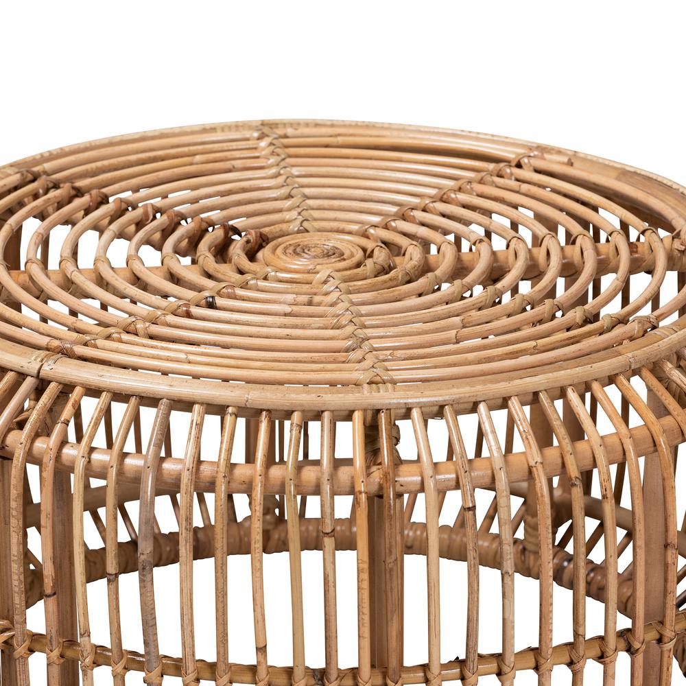 bali & pari Aliane Modern Bohemian Natural Brown Antique Rattan Coffee Table. Picture 9