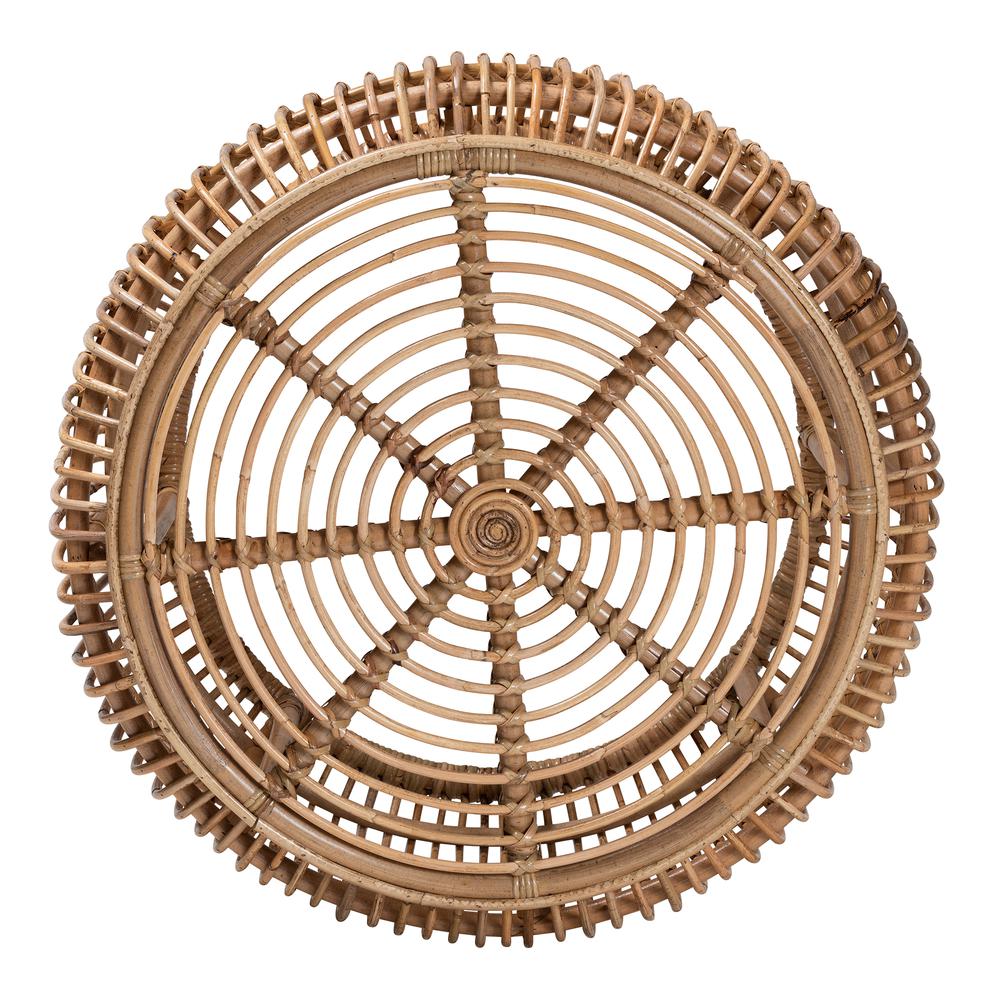 bali & pari Aliane Modern Bohemian Natural Brown Antique Rattan Coffee Table. Picture 10