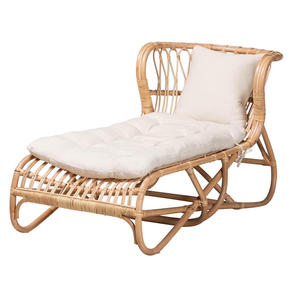 bali & pari Delara Modern Bohemian Natural Brown Rattan Chaise. Picture 11