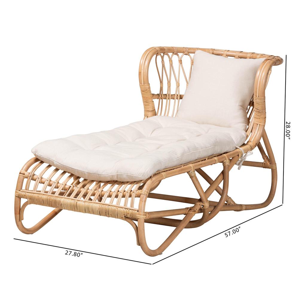 bali & pari Delara Modern Bohemian Natural Brown Rattan Chaise. Picture 20