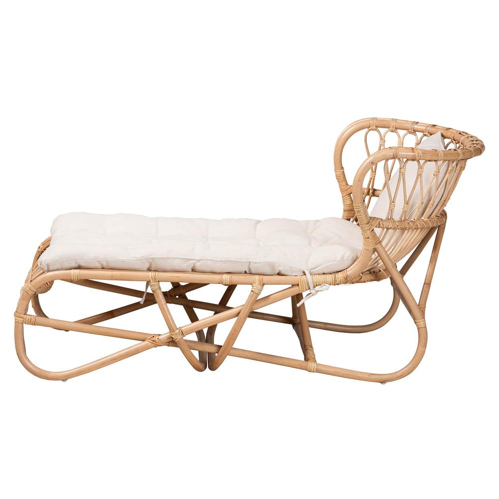 bali & pari Delara Modern Bohemian Natural Brown Rattan Chaise. Picture 13
