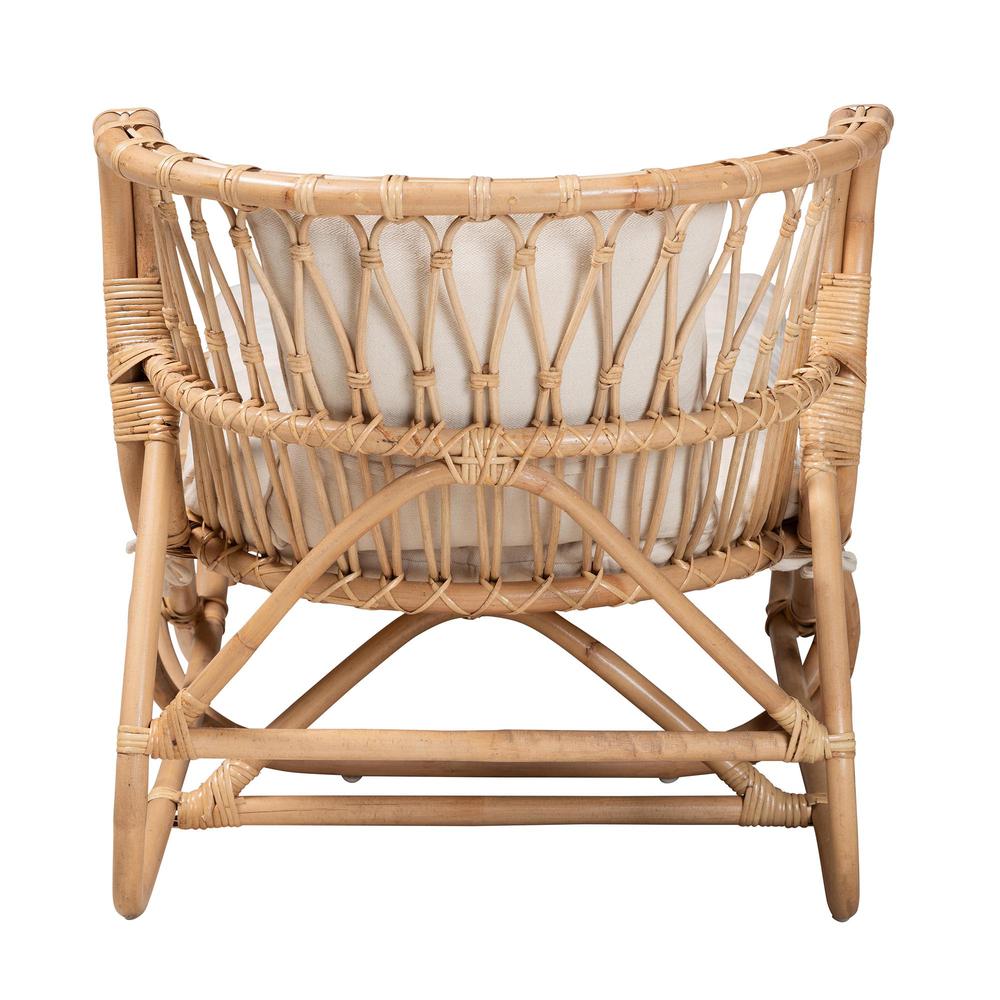 bali & pari Delara Modern Bohemian Natural Brown Rattan Chaise. Picture 14