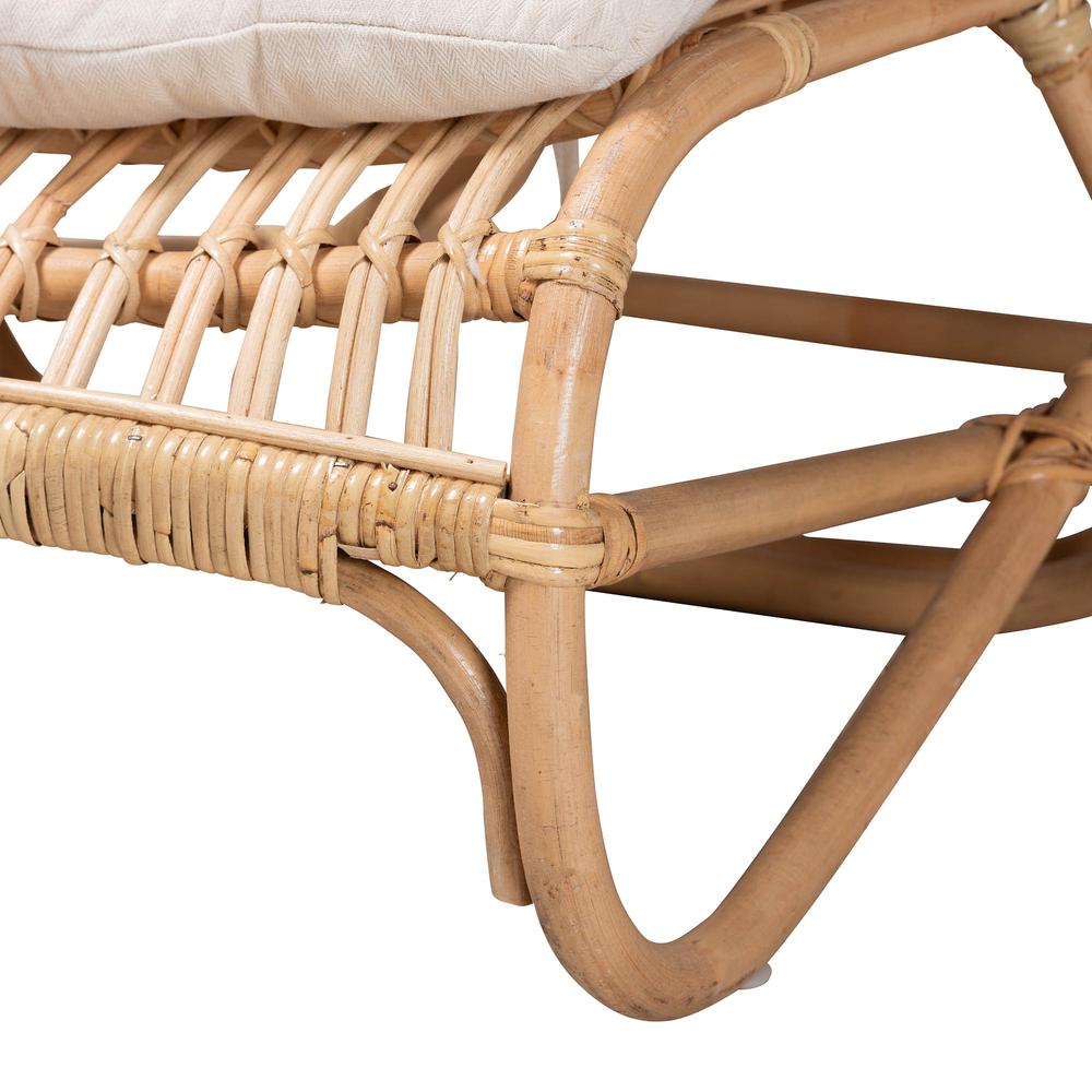bali & pari Delara Modern Bohemian Natural Brown Rattan Chaise. Picture 16