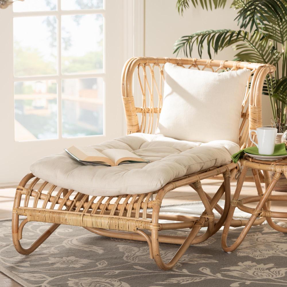 bali & pari Delara Modern Bohemian Natural Brown Rattan Chaise. Picture 18