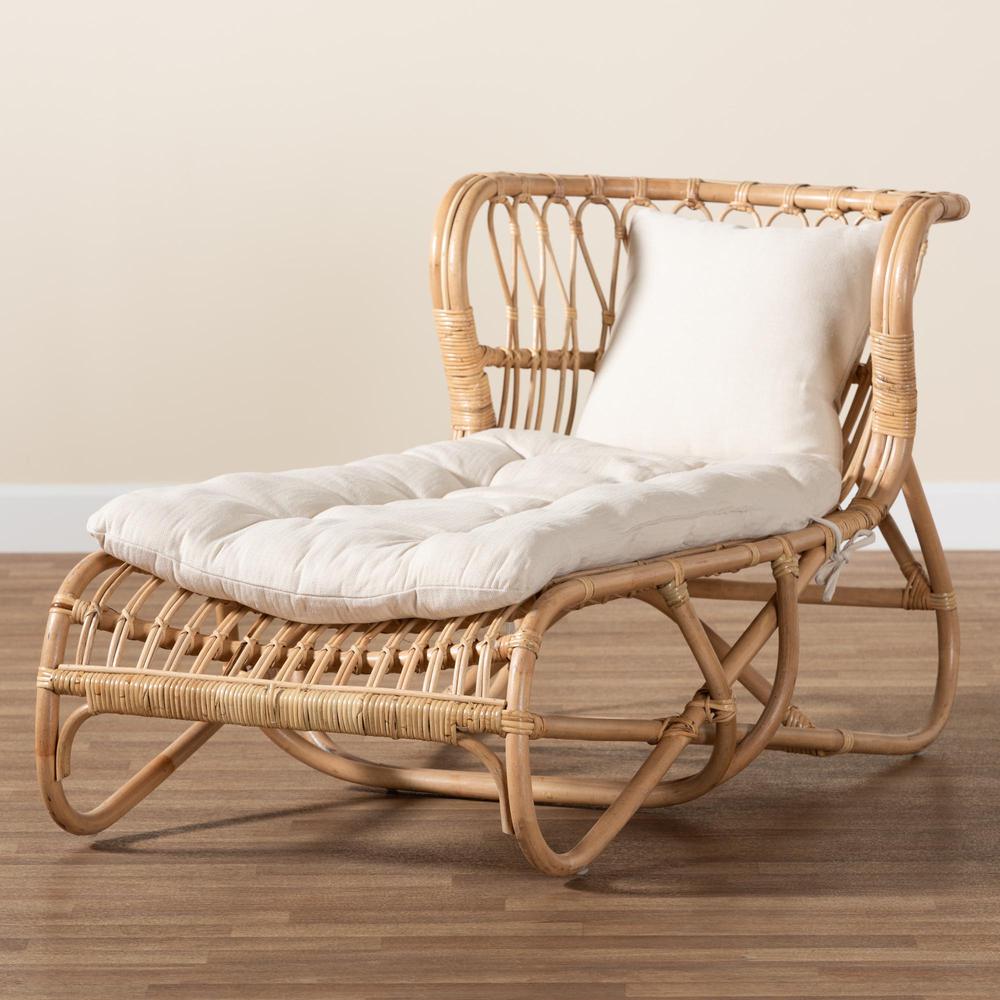 bali & pari Delara Modern Bohemian Natural Brown Rattan Chaise. Picture 19