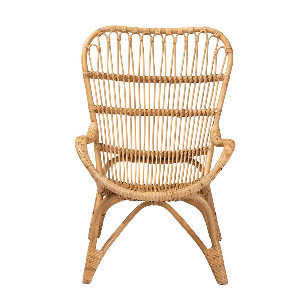 bali & pari Earvin Modern Bohemian Natural Brown Rattan Armchair. Picture 12