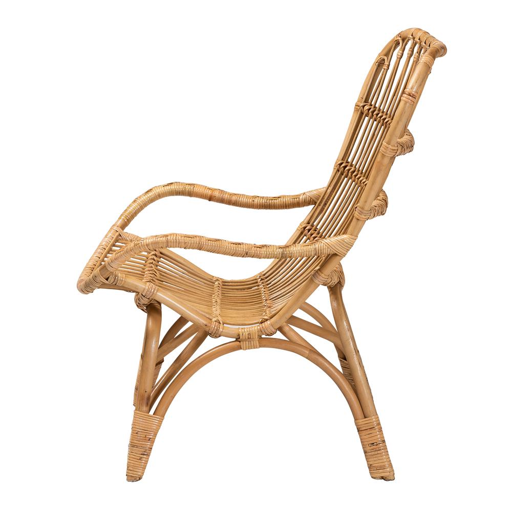 bali & pari Earvin Modern Bohemian Natural Brown Rattan Armchair. Picture 13