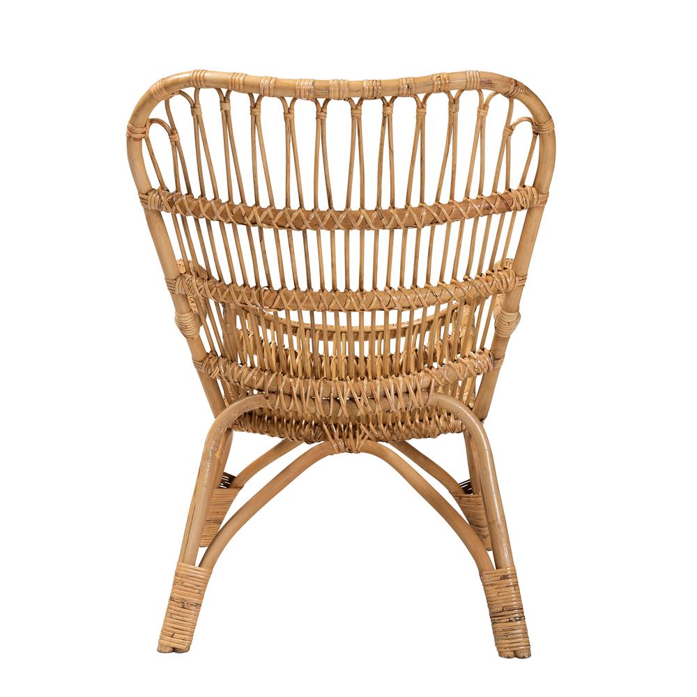 bali & pari Earvin Modern Bohemian Natural Brown Rattan Armchair. Picture 14