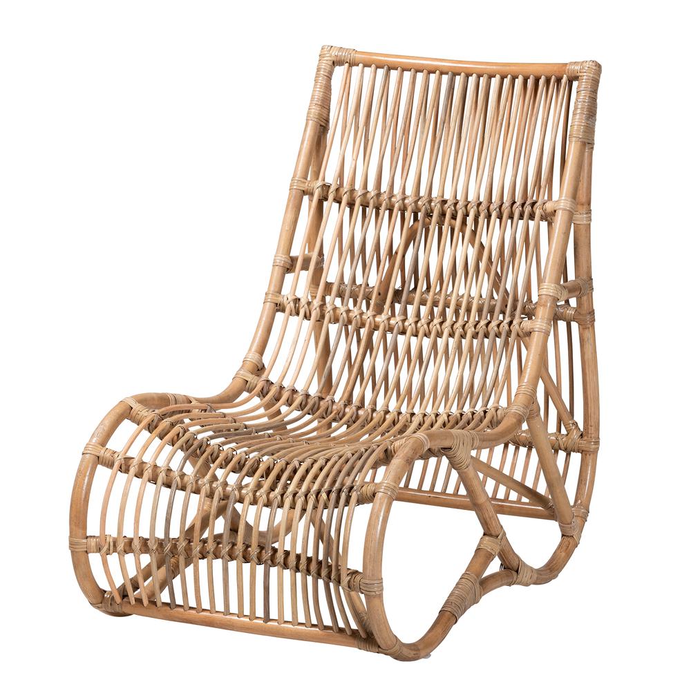 bali & pari Genera Modern Bohemian Natural Rattan Lounge Chair. Picture 11