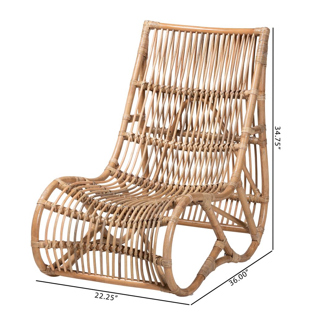 bali & pari Genera Modern Bohemian Natural Rattan Lounge Chair. Picture 20
