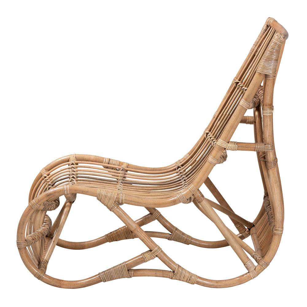 bali & pari Genera Modern Bohemian Natural Rattan Lounge Chair. Picture 13