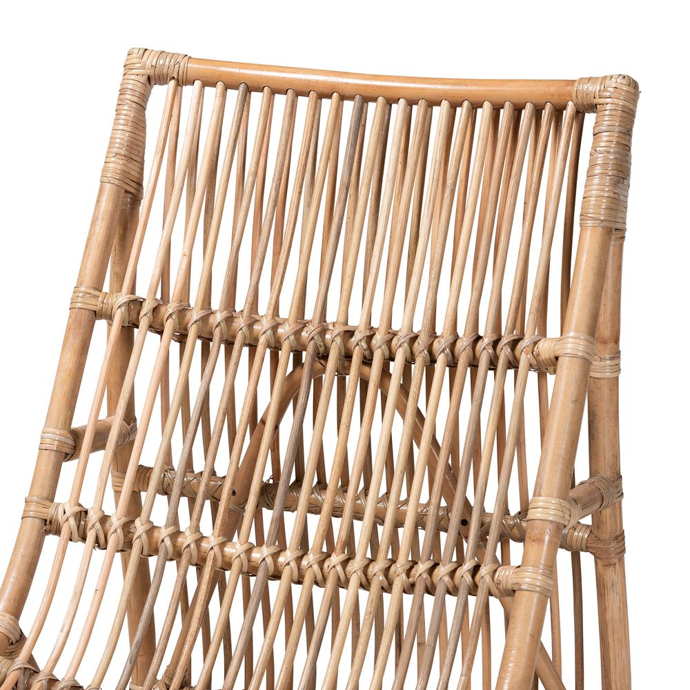 bali & pari Genera Modern Bohemian Natural Rattan Lounge Chair. Picture 15