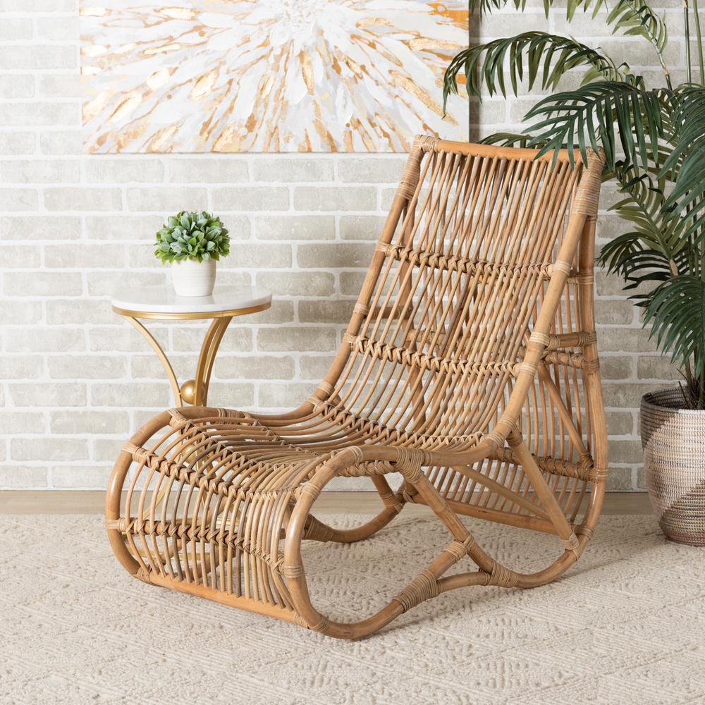 bali & pari Genera Modern Bohemian Natural Rattan Lounge Chair. Picture 18