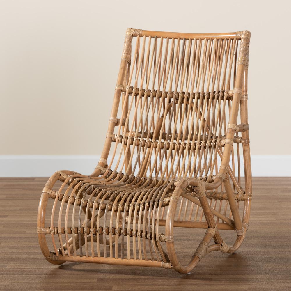 bali & pari Genera Modern Bohemian Natural Rattan Lounge Chair. Picture 19