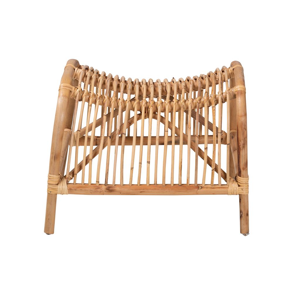 bali & pari Lamaria Modern Bohmenian Natural Brown Antique Rattan Footstool. Picture 9