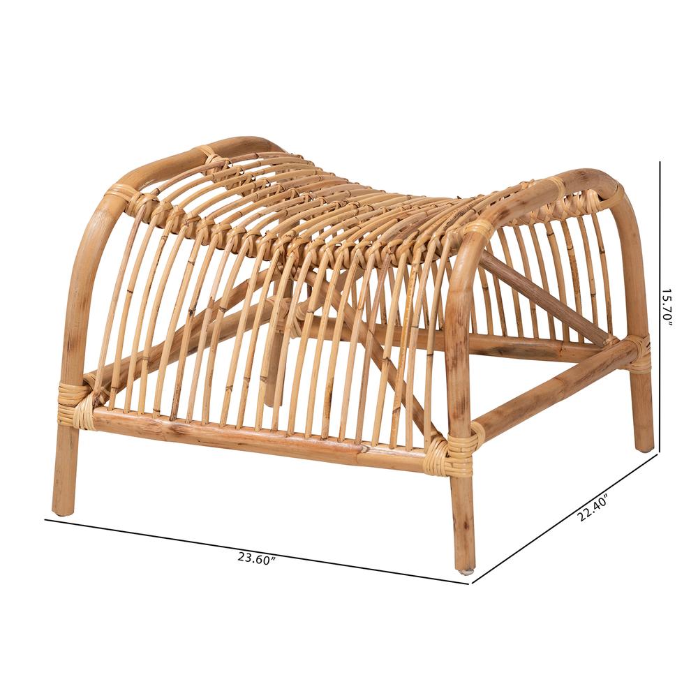 bali & pari Lamaria Modern Bohmenian Natural Brown Antique Rattan Footstool. Picture 14