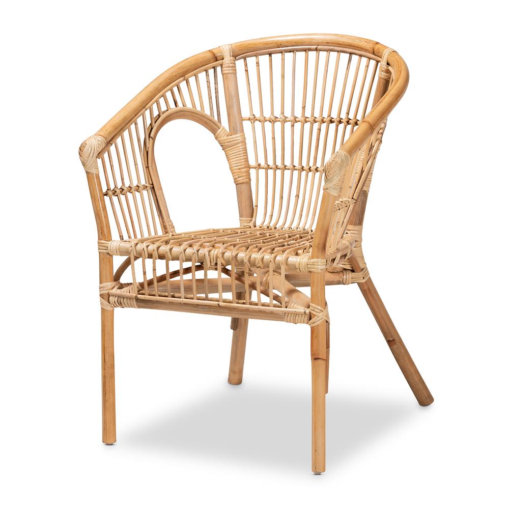 Alleta Modern Bohemian Natural Brown Rattan 3-Piece Living Room Set. Picture 12